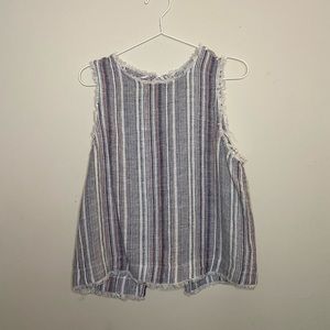 Fate Stripe Frayed Sleeveless Top